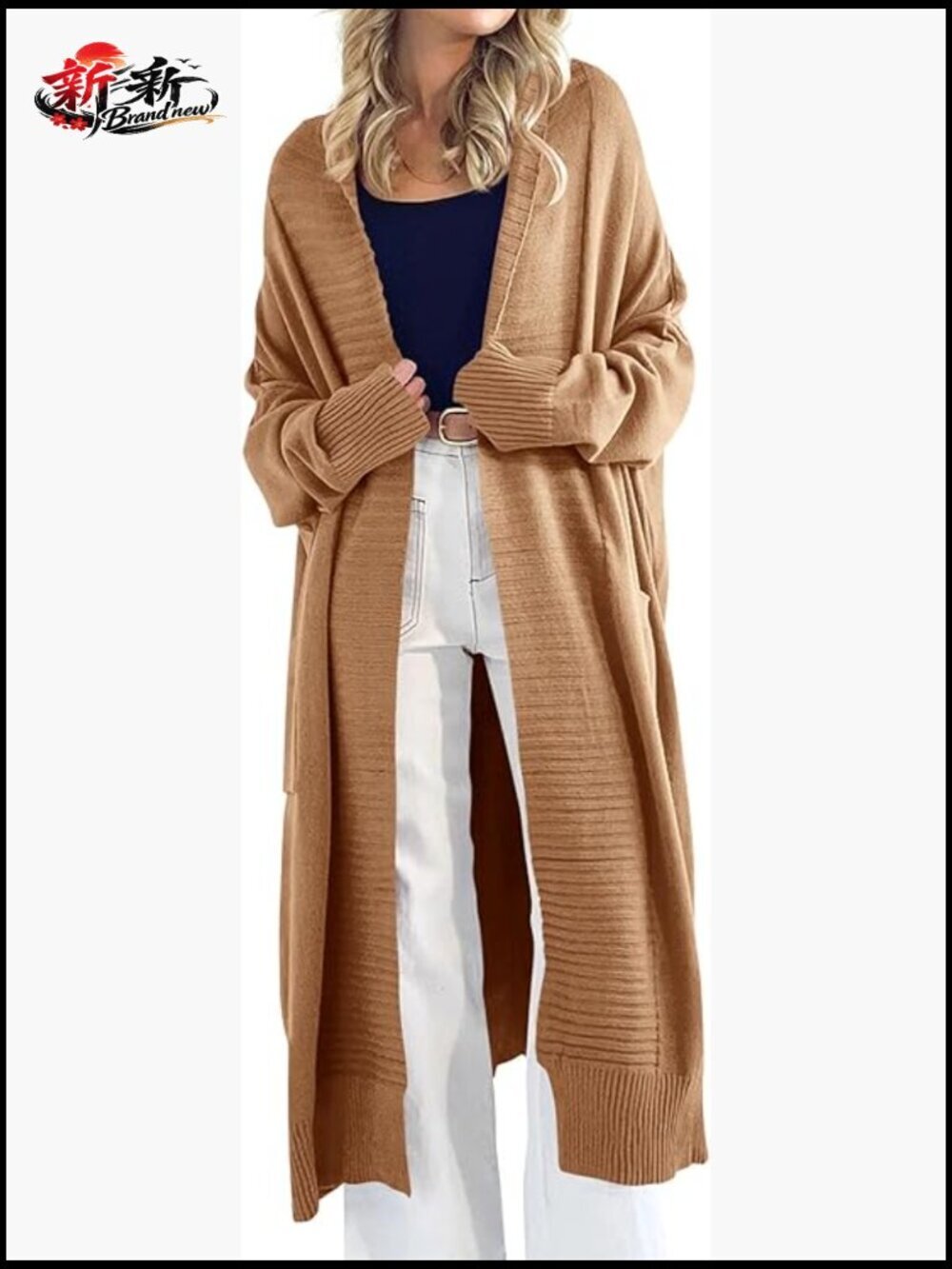 2026 Chunky Knit Oversized Slouchy Open Front Long Cardigan Sweater Coat with